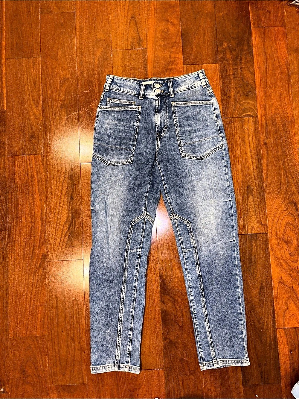 Pilcro High-Rise Straight-Leg Utility Jeans Blue Waist 27